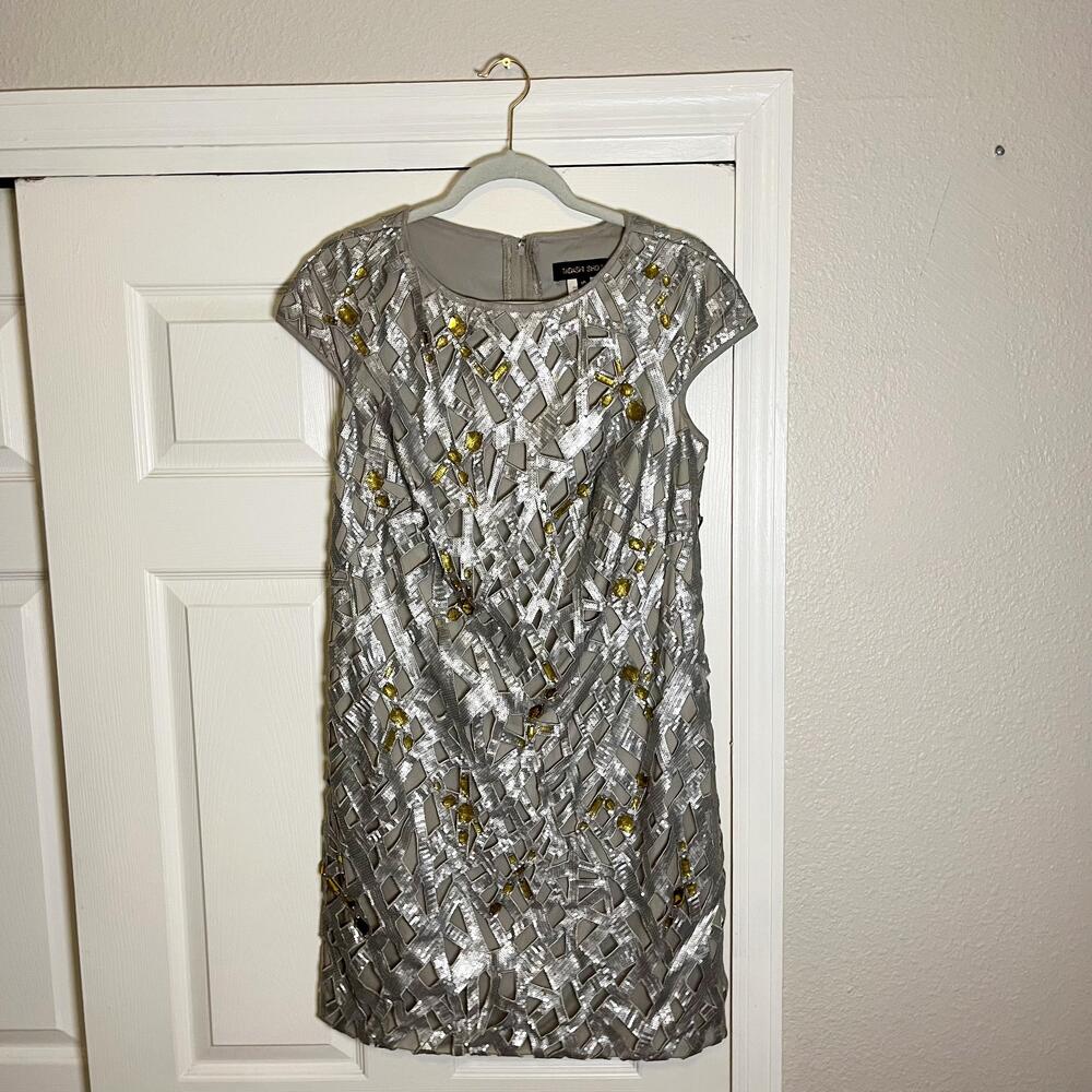 Tadashi Shoji Dress Womens 10 Sequin Beaded Mini Cap Sleeve Cocktail Party